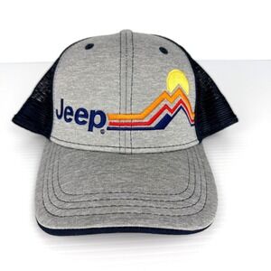 Jeep Trucker Snapback‎ Hat JEDCO Grey Navy Retro Mountain Sunset Snapback Cap OS